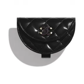 香奈儿/Chanel 口盖零钱手腕包  小羊皮、名贵树脂与金色金属  黑 AP1346-B02784-94305