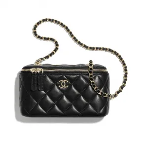 香奈儿/Chanel 小号链条化妆包  羊皮革与金色金属  黑 AP1472-Y04059-94305