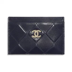 香奈儿/Chanel 卡套  亮色皱纹山羊皮与金色金属  海军蓝 AP1626-B03277-N7384