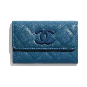 香奈儿/Chanel 口盖卡套  颗粒压花小牛皮与亮漆面金属  海军蓝 AP1966-B04836-NA110