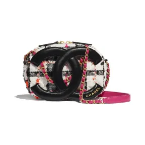 香奈儿/Chanel 相机包  斜纹软呢、小羊皮与金色金属  白、黑、粉红与橘 AS1757-B02882-N6791