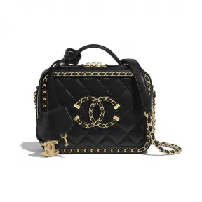 香奈儿/Chanel 小号化妆包  羊皮革与亮金色金属  黑 AS1785-B02903-94305