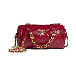 香奈儿/Chanel 小号保龄球包  抛光小羊皮与金色金属  粉红 AS1899-B03446-N7899