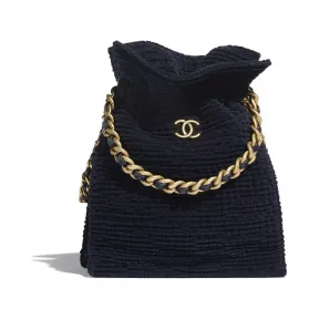 香奈儿/Chanel 购物包  棉质斜纹软呢与金色金属  海军蓝 AS2169-B04519-N7663