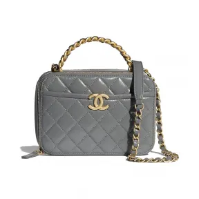 香奈儿/Chanel 化妆包  小羊皮、亮面皱纹小牛皮与金色金属  灰 AS2179-B04400-N9313