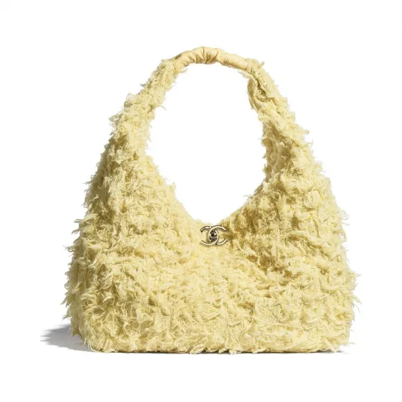 香奈儿/Chanel 大号嬉皮包  斜纹软呢、小牛皮与金色金属  黄 AS2292-B04855-NA994