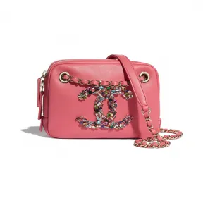 香奈儿/Chanel 相机包  小羊皮、水晶、小牛皮与金色金属  珊瑚色 AS2305-B04862-NA106