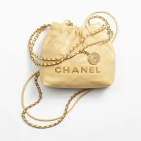 香奈儿/Chanel Chanel 22 迷你手袋  亮面小牛皮与金色金属  黄 — 精品 香奈儿 AS3980B08037NQ387 AS3980B08037NQ387