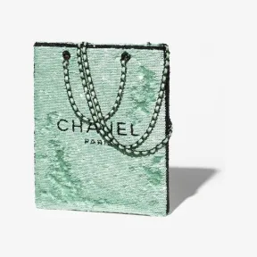 香奈儿/Chanel 购物包 亮片与黑色金属 绿与黑 AS4856B16494NY078