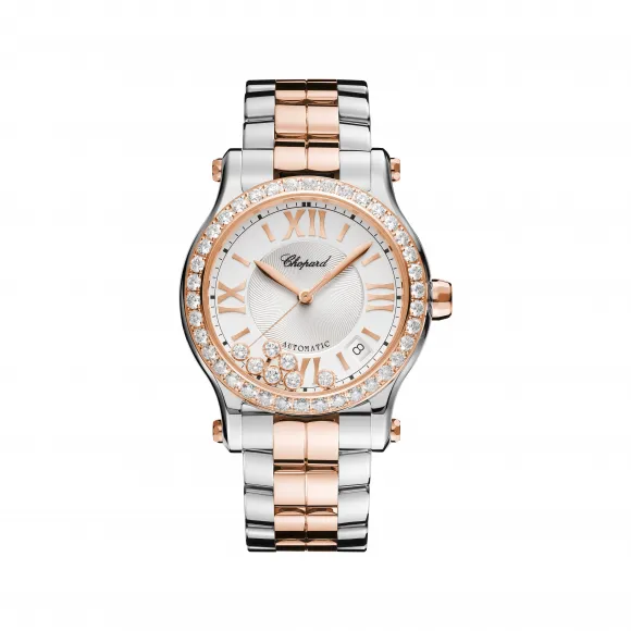 萧邦/Chopard Happy Diamonds系列 自动机械机芯 18K玫瑰金和精钢 女表 278559-6004