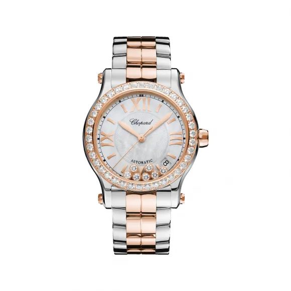 萧邦/Chopard Happy Diamonds系列 自动机械机芯 18k玫瑰金/精钢镶钻 女表 278559-6007