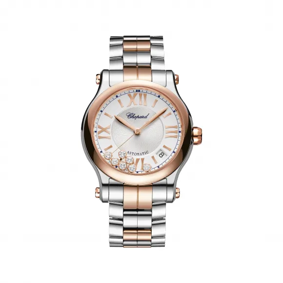 萧邦/Chopard Happy Sport系列 36MM 18K玫瑰金和精钢 自动机械机芯 女表 278559-6026