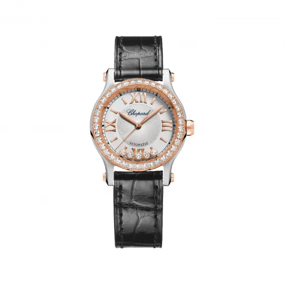 萧邦/Chopard Happy Diamonds系列 自动机械机芯 18k玫瑰金/精钢镶钻 女表 278573-6003
