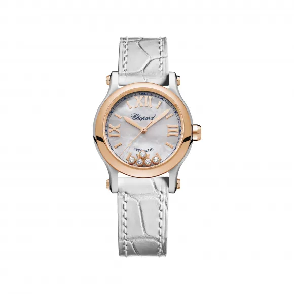 萧邦/Chopard Happy Diamonds系列 自动机械机芯 精钢，18K玫瑰金表圈经抛光处理 女表 278573-6018
