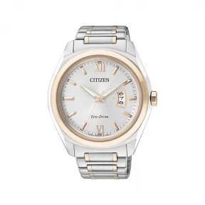 西铁城/Citizen 44MM 不锈钢间玫瑰金色   光动能 男表 AW1104-55A