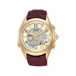 西铁城/Citizen 42MM 不锈钢镀金色   光动能 男表 BL9008-31A