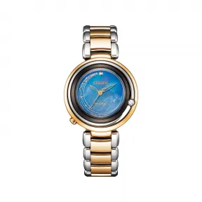 西铁城/Citizen 32 MM 不锈钢间玫瑰金色间灰色 光动能 女表 EM0657-80N