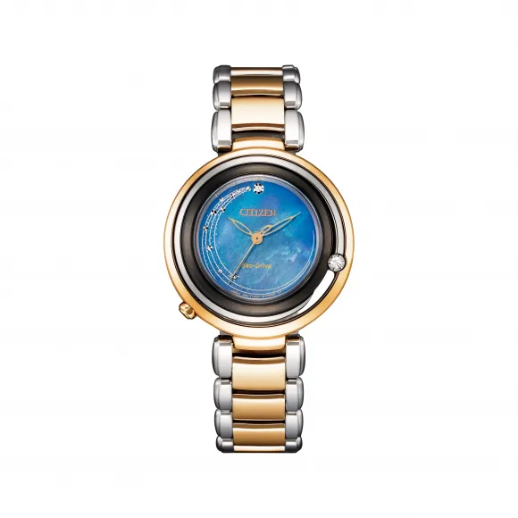 西铁城/Citizen 32 MM 不锈钢间玫瑰金色间灰色 光动能 女表 EM0657-80N