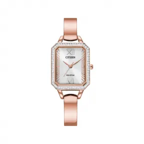 西铁城/Citizen Silhouette Crystal系列 23 MM 玫瑰金色不锈钢水晶水晶装饰表圈 太阳能 女表 EM0983-51A