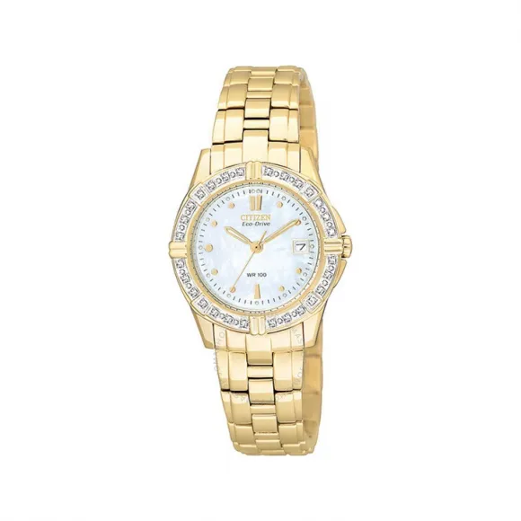 西铁城/Citizen Miramar 27 MM 抛光金色不锈钢 Eco-Drive 女表 EW1392-50D