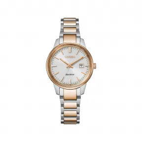 西铁城/Citizen 29 MM 不锈钢间玫瑰金色 光动能 女表 EW2596-89A