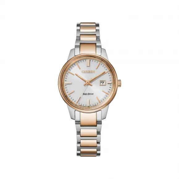 西铁城/Citizen 29 MM 不锈钢间玫瑰金色 光动能 女表 EW2596-89A