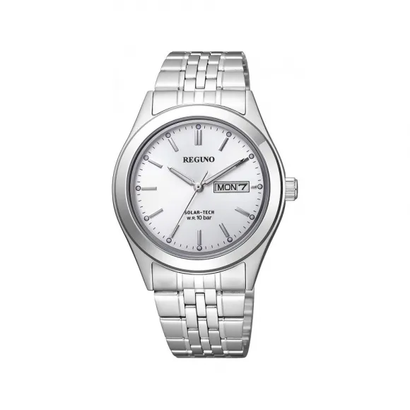 西铁城/Citizen Citizen Reguno 系列 不锈钢 37,5 MM 太阳能石英 男表 KM1-113-11