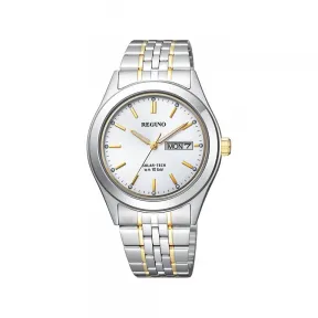 西铁城/Citizen Citizen Reguno 系列 不锈钢镀金 37.5 MM 太阳能石英 男表 KM1-113-13