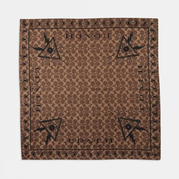 蔻驰/Coach 经典标志锥形眼装饰真丝大手帕 40071 KHBK
