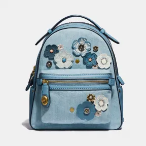 蔻驰/Coach 丹宁布遍布茶玫瑰Campus 23号背包 54068 B4LD