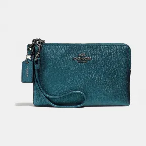 蔻驰/Coach 金属光泽十字纹皮革小号腕包 59953 DKM2L