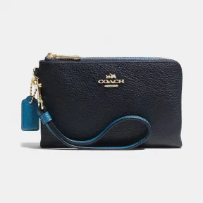 蔻驰/Coach 拼色皮革双角拉链手腕包 64799 LIEEJ