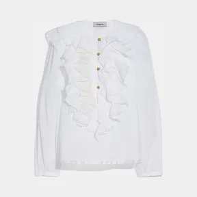 蔻驰/Coach 棉质纯色罗马尼亚衬衣 72541 WHT