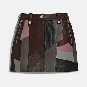 蔻驰/Coach 皮革拼缀迷你裙 72548 PMC