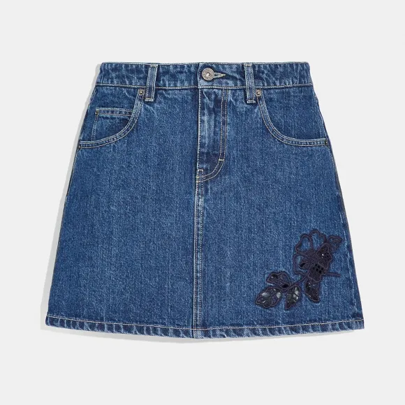 蔻驰/Coach 刺绣牛仔裙 72554 OLJ