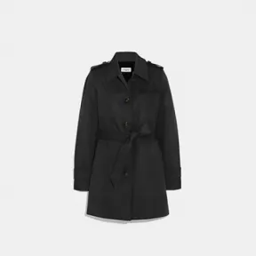 蔻驰/Coach Tie Waist Trench75649Blk