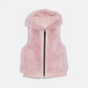 蔻驰/Coach  双面剪羊毛连帽背心 75835_MAU_04