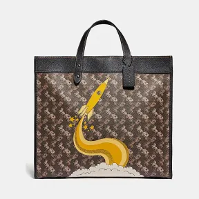 蔻驰/Coach Field Tote系列 女士 马车图案印花和火箭图案40号户外托特包 79025_V5AA8