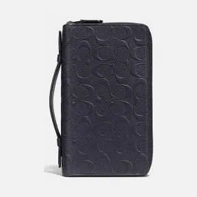 蔻驰/Coach 经典标志十字纹皮革双拉链旅行收纳包 93425 MID