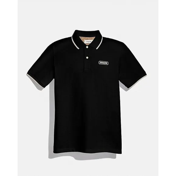 蔻驰/Coach COACH徽章POLO衫 C3723-BLK-S