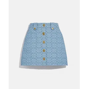 蔻驰/Coach Chambray香布雷平纹面料迷你裙 C5007-STX-00