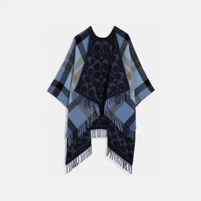 蔻驰/Coach 牛仔色 双面经典标志披风 C6419-DEN-ONE