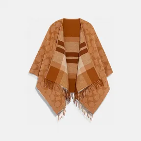 蔻驰/Coach  双面经典标志披风 C6419-NAT