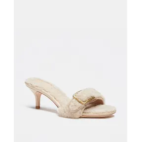 蔻驰/Coach 针扣羊毛皮穆勒鞋 C6462-NAT-10B