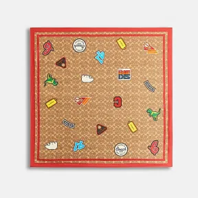 蔻驰/Coach 贴饰经典标志印花丝绸方巾 C7321-E7V-ONE