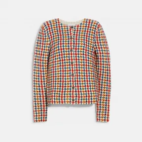 蔻驰/Coach PDF 混合材料 印花粗花呢圆领开衫 CA401-PDF-XS