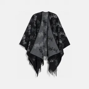 蔻驰/Coach 黑色 双面马车图案披风 CB693-BLK