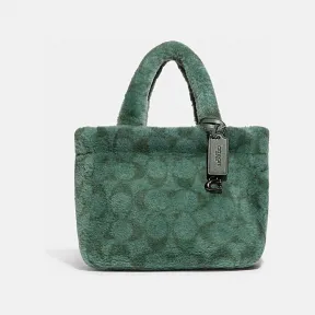 蔻驰/Coach V5+绿色 皮毛一体 经典标志羊毛皮22号托特包 CC441-V5GRN