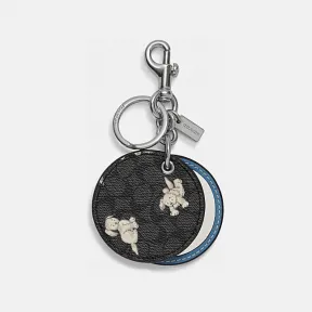 蔻驰/Coach 经典标志帆布快乐小狗印花镜子手袋挂件 CC477-SVA47