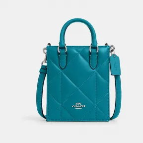 蔻驰/Coach North South 迷你托特包，饰有蓬松钻石绗缝图案 CJ580-SV-TE